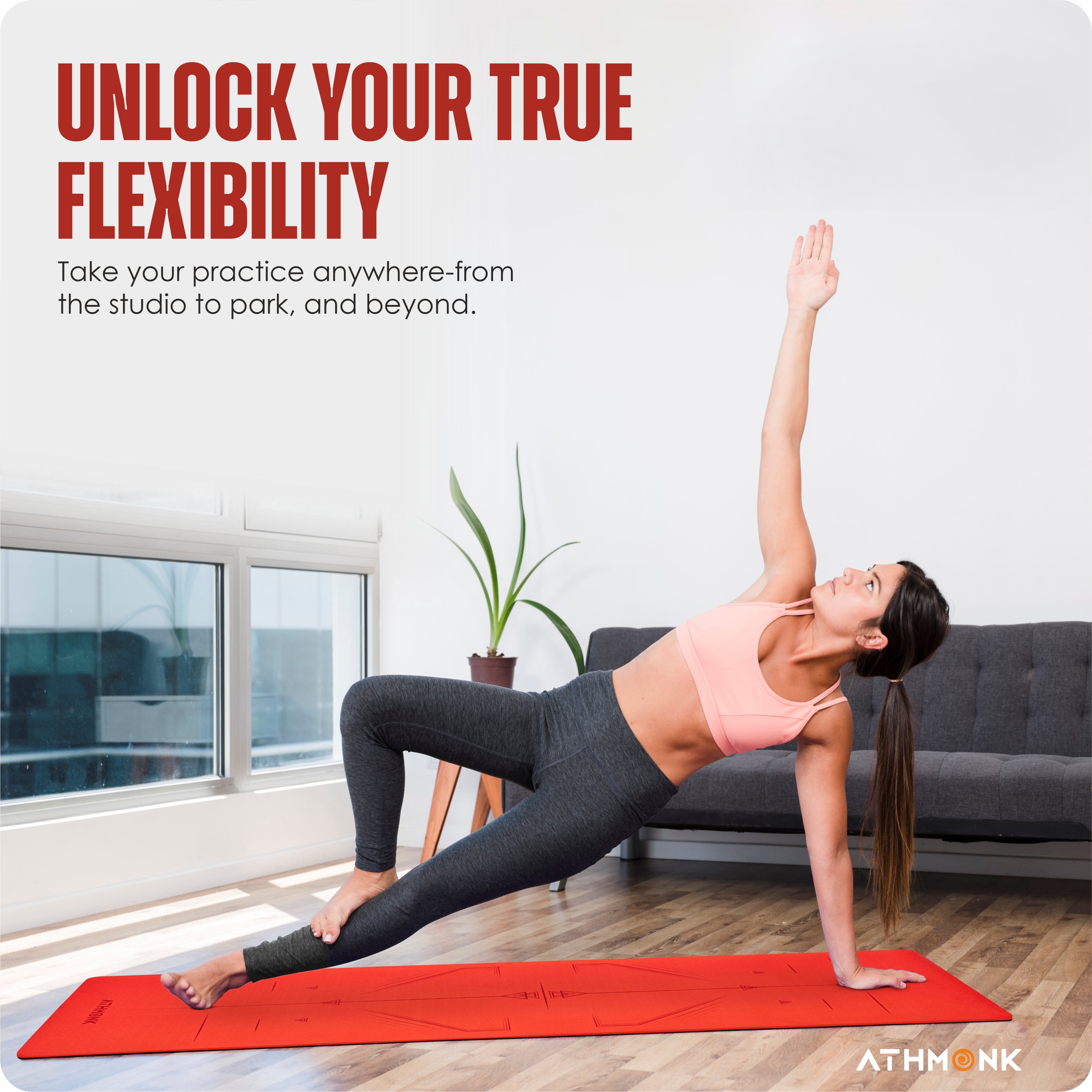 Athmonk Dual Colour TPE Pro Yoga Mat for Woman and Man with Alignment Guide Lines | Home Gym Equipment Exercise Mats for Workout | 6mm Thick Anti Slip Mat for Kids | Big Size with Cover Bag